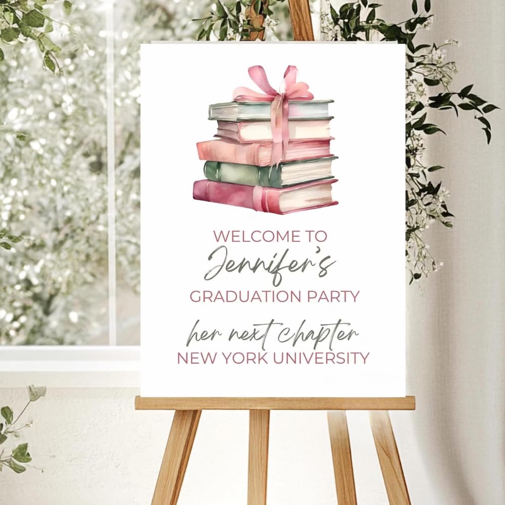 Customized Welcome Sign For Graduation Party, Book Lover Graduation Welcome Sign Her Next Chapter For Canva Storybook High School Grad College