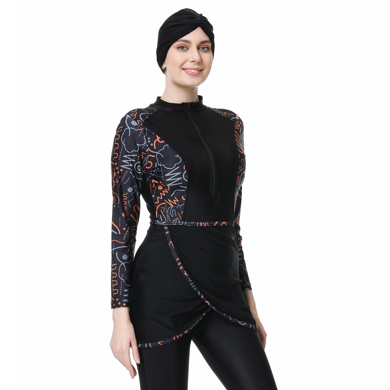 Burkini Damen Muslimische Swimwear, Große Größen Funktional Burkini, Elegant Langarm Badeanzug, Bademode, Rashguard Mit Bein Rashguard-Sets, Full Cover Swimsuits Ärmeln Schwimmanzug Schwimmkleid