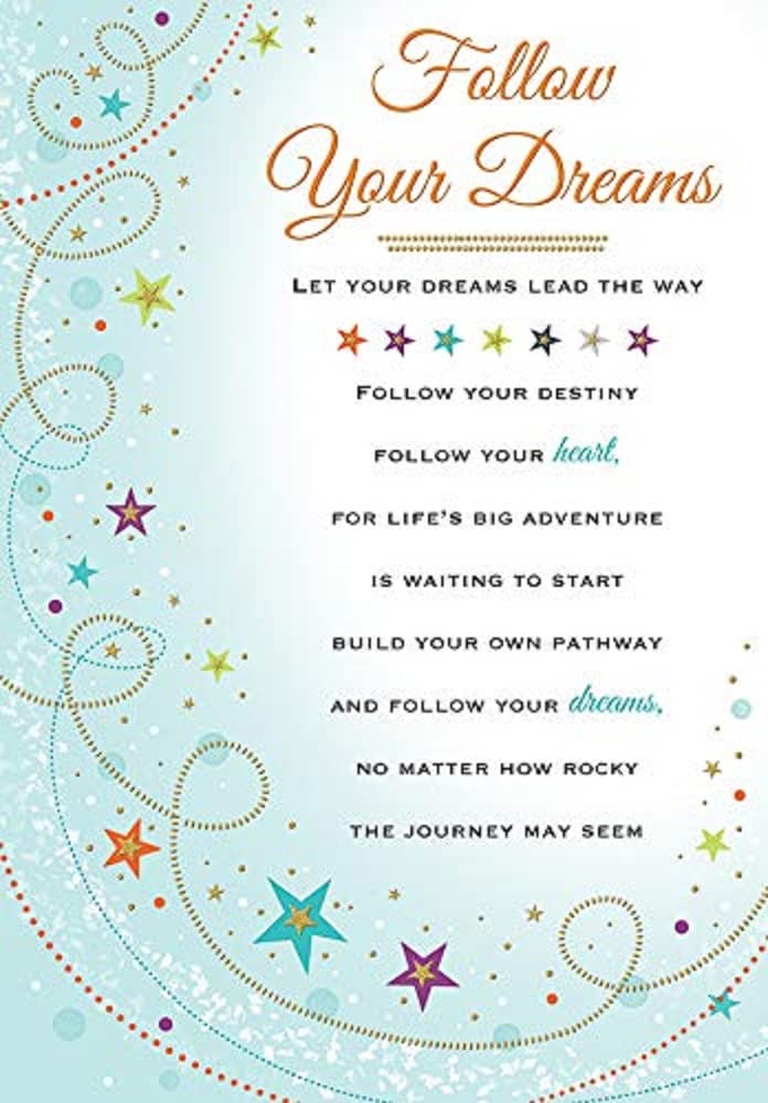 Regal Publishing Heartfelt Wishes Sentimental Card Follow Your Dreams - 9 x 6 inches