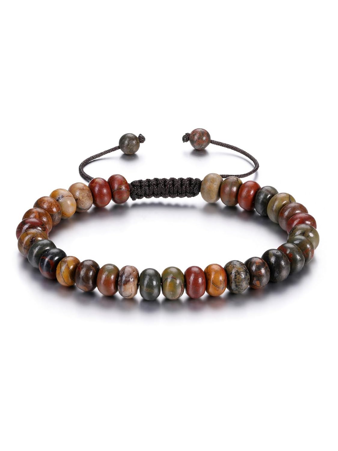 Jovivi Mens Healing Crystals Beaded Bracelets for Men Women Tiger Eye Hematite Black Obsidian Picasso Jasper Natural Stone Beads Adjustable Bracelet Handmade Gemstone Protection...