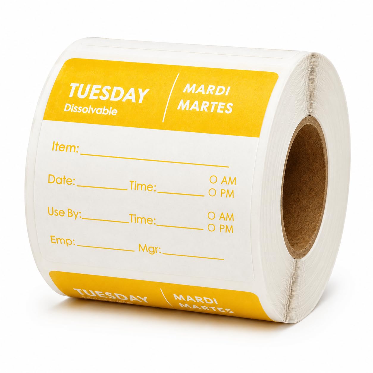 Tuesday 2" x 2" Dissolvable Day of the Week Labels by Glownary – 2 X 2 Inches, Paper, Yellow, Model Tuesday -2x2-250