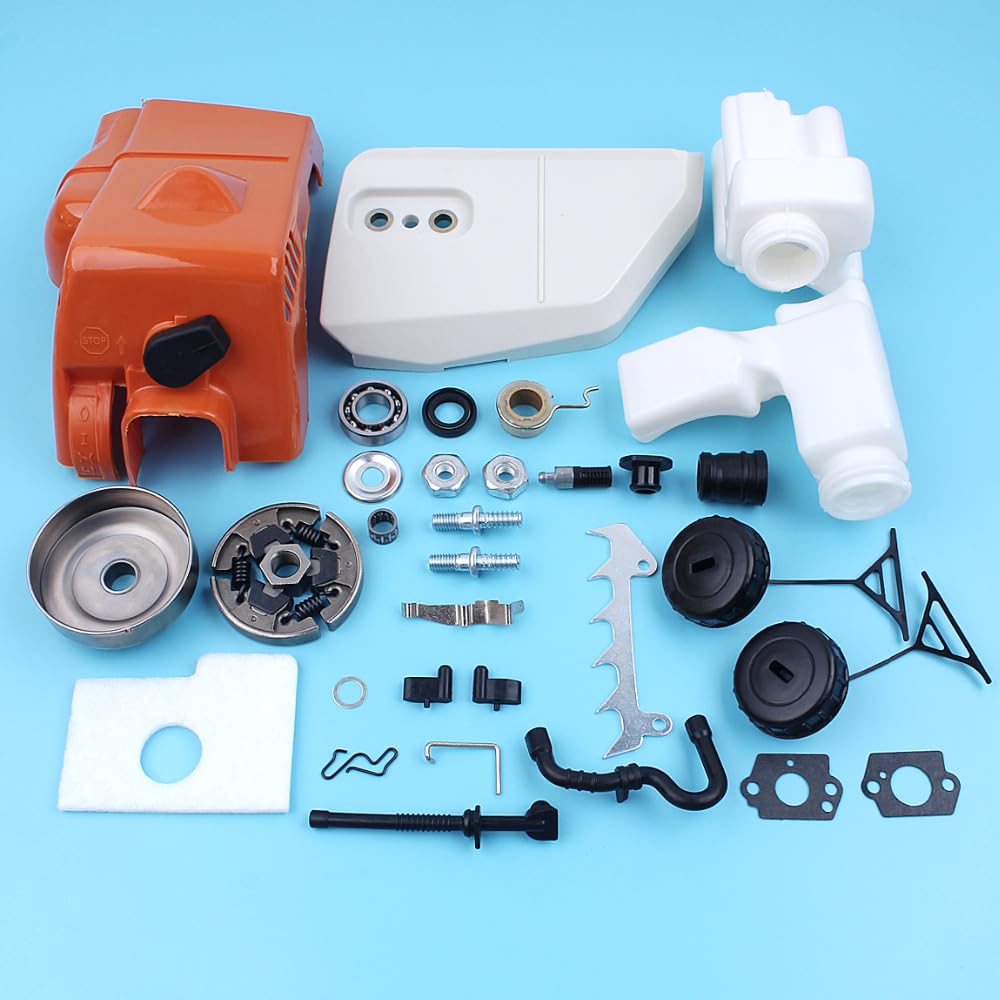 Cubierta de piñón de Embrague, Tambor de Embrague, Filtro de Aire y Combustible, Kit de Tapa de Tanque for Motosierra Stih 017 018 MS170 MS180 con Perno de línea, Engranaje Wrom