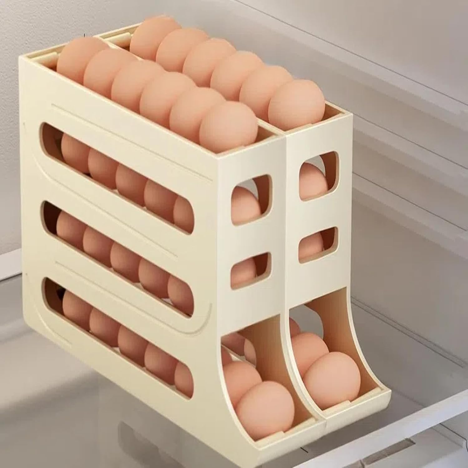 Egg Storage Box, Refrigerator Side Door Storage Box, Egg Rolling, Food-Grade Egg Rack, Automatic Egg Rolling, Egg Box, Fresh-Keeping Box