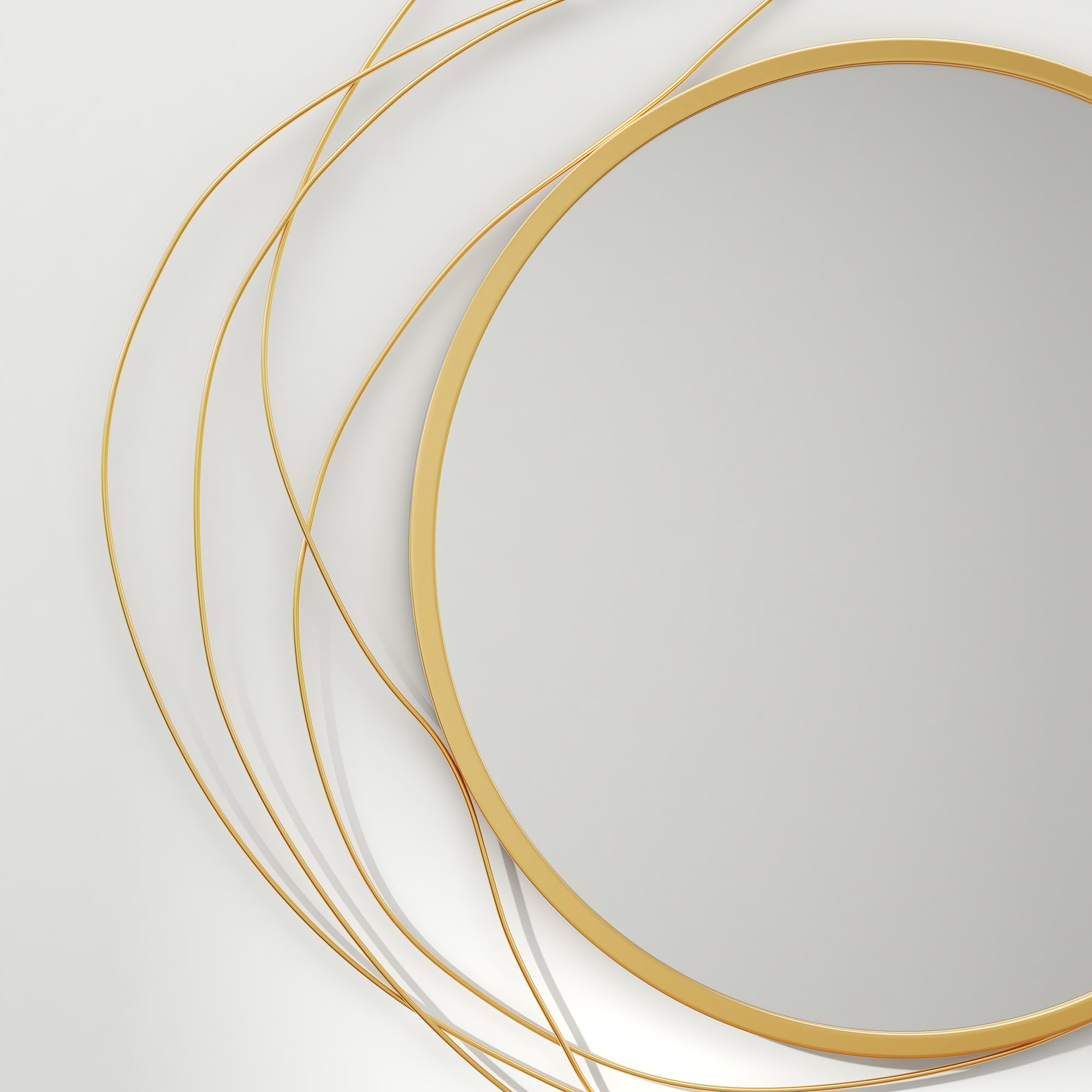 HOMCOM Wandspiegel, Ø65 cm Wandschmuck mit Spiegel, Metallrahmen, Flurspiegel, Wandkunstwerk für Wohnzimmer, Schlafzimmer, Gold