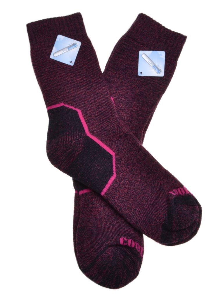 2 Pairs of Ladies Pink Wool Coolmax Walking Socks - Hiking Medium 4-7