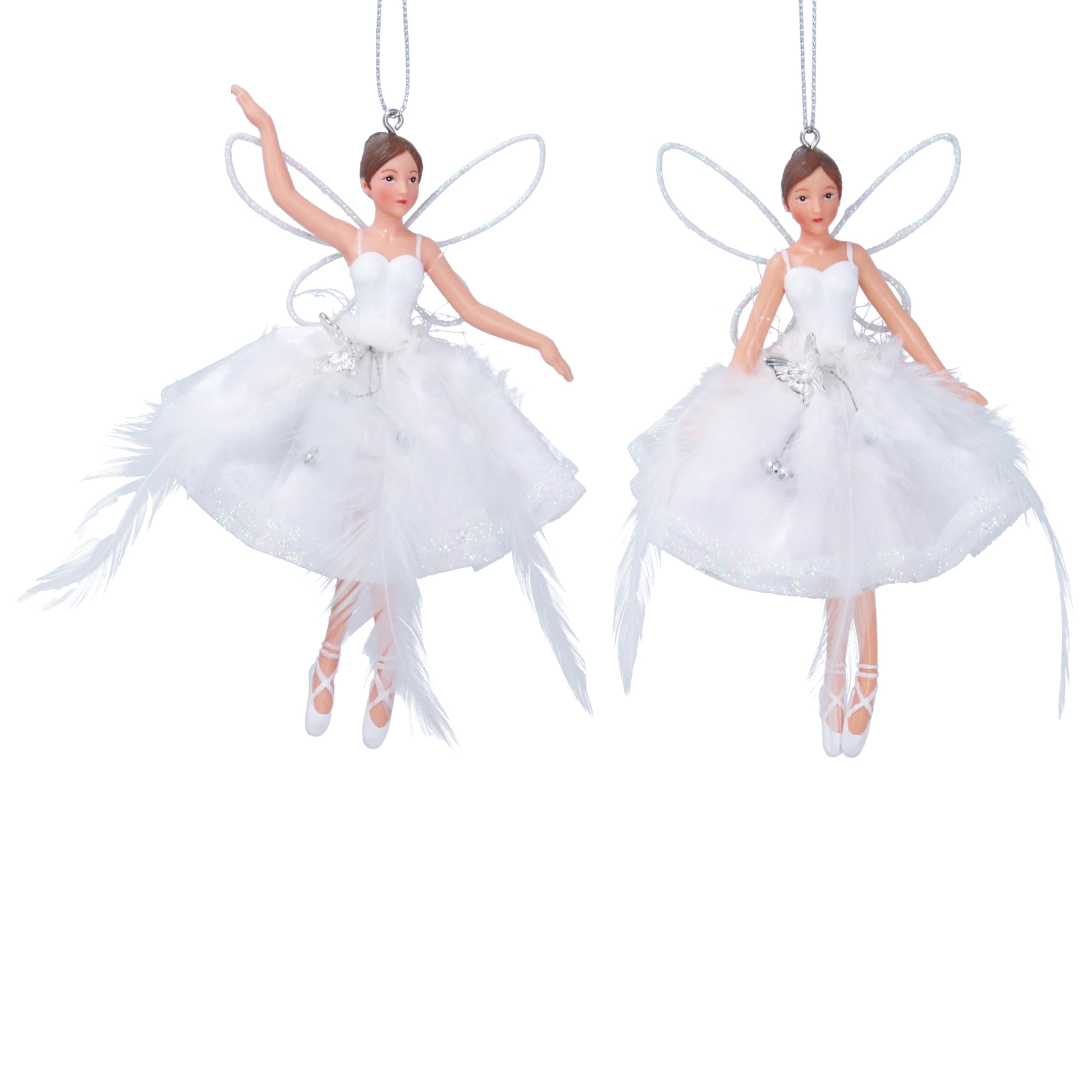 White Fairy Christmas Tree Decoration Gisela Graham Swan Lake Dancing Ballerina