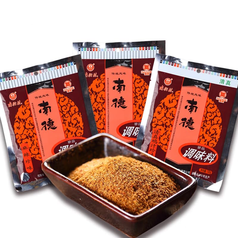 南德 调味料 Chinese seasoning Spicy taste Can be used for stir-frying, barbecue, cold 120g/ bag X3 (12.7 oz)