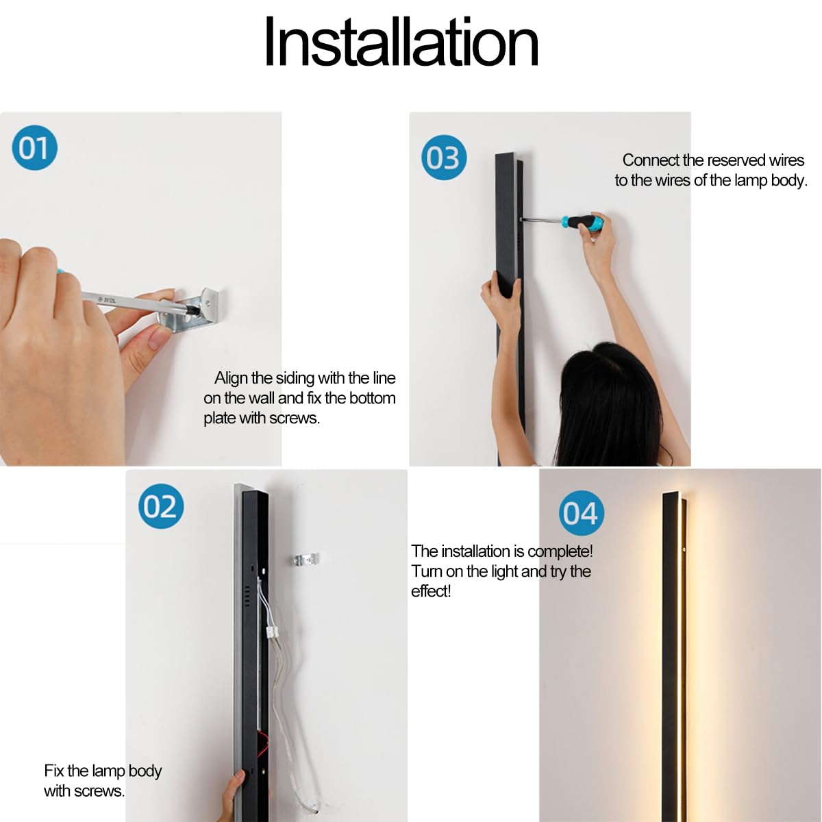 LED Wandleuchte Aussen,21W/100CM Lange Aussenlampe Wand | IP65 Wasserdicht,Warmweiß 3000K Außenwandleuchten für Gärten Villa Korridor Terrassenbeleuchtung, 110-240V,Schwarz
