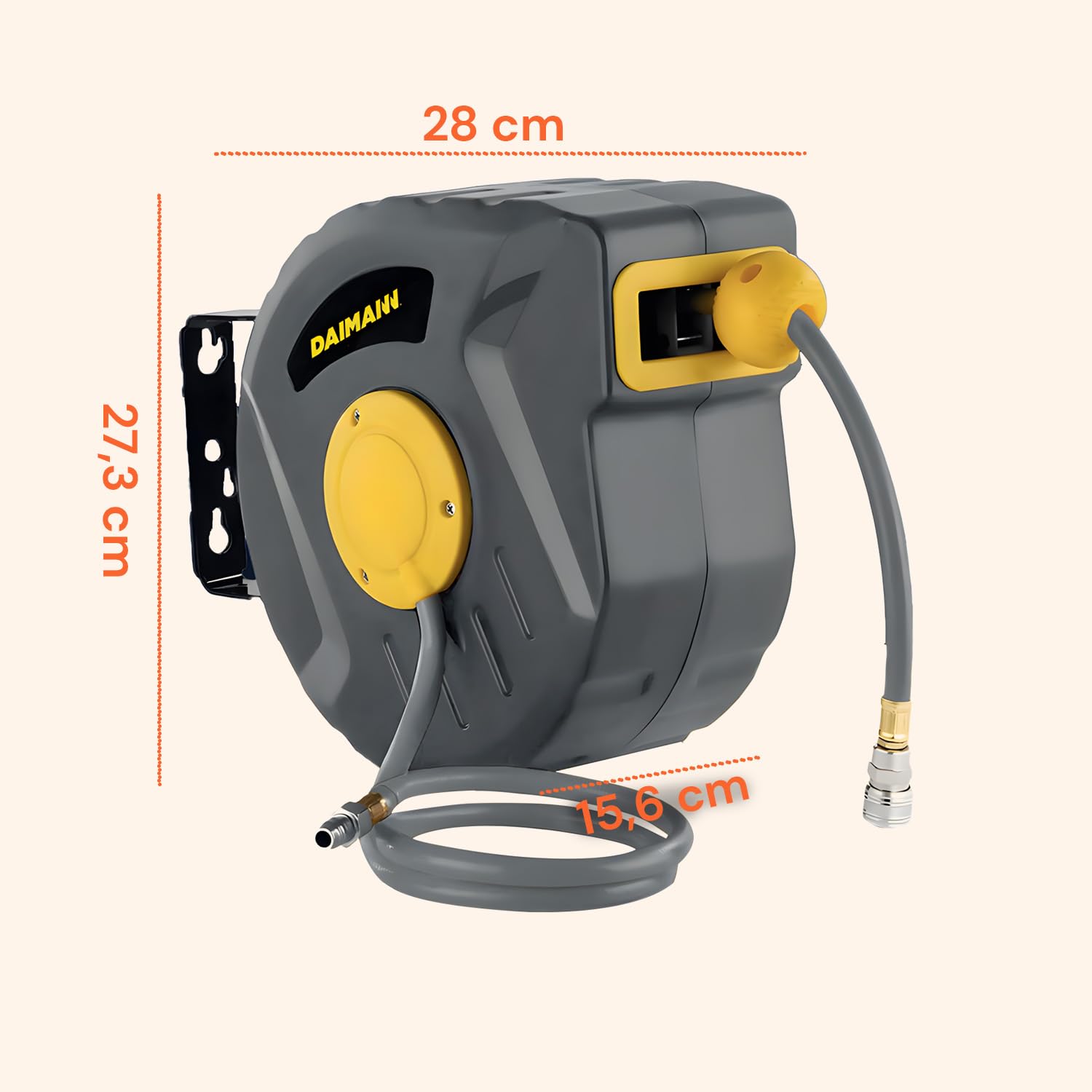 Enrollador de aire comprimido de 10 m con rebobinado automático, tubo para compresor de aire de PVC resistente, montaje en pared o techo, compacto y flexible