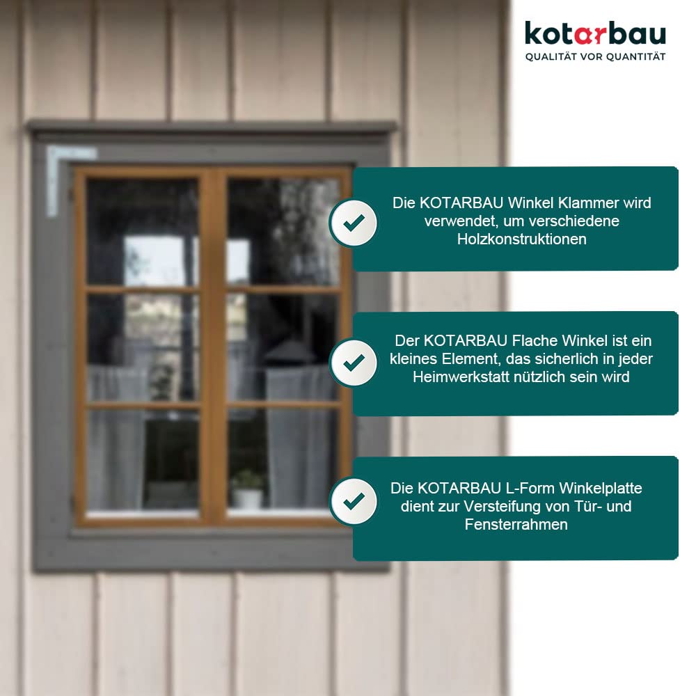 KOTARBAU® 100 x Placas de Esquina, Placas Planas en Forma de L, 75x75 Conector Angular, Conector de Esquina, Placa Perforada, Placas de reparación 90º, Conectores Planos, Pletinas, Soportes de Acero