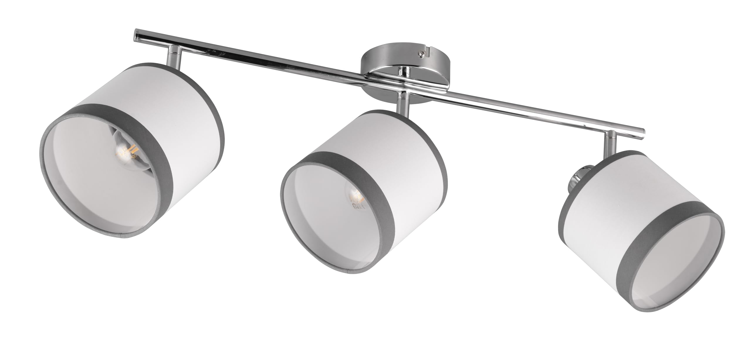Reality Leuchten Davos Spotbalken R81553006, Metall Chrom, Stoff Grau/Weiß, exkl. 3x E14