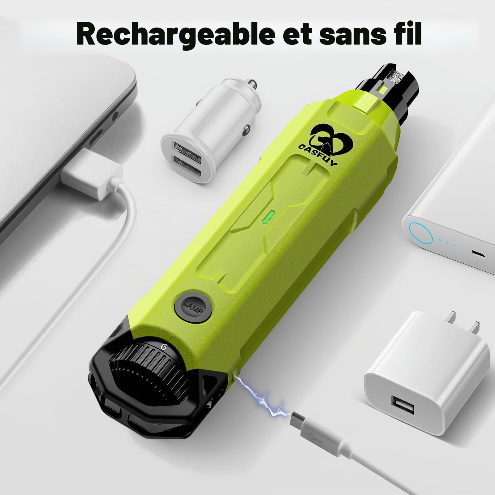 Casfuy Ponceuse à Griffes pour Chiens à 6 Vitesses, Super silencieuse, Rechargeable, électrique pour Chiens de Grande, Moyenne et Petite Taille