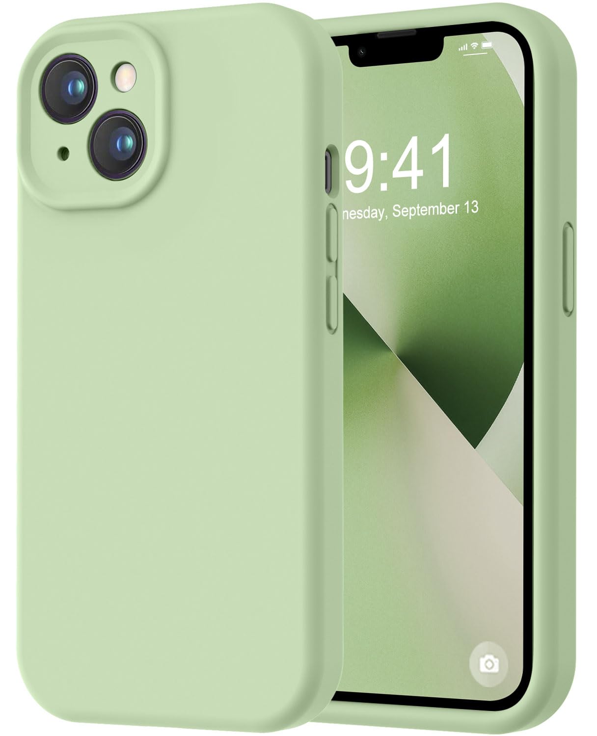 LOVE 3000 Designed for iPhone 13 Case, Premium Silicone with [Camera Protection] [Soft Anti-Scratch Microfiber Lining] Shockproof Protective Phone Case for iPhone 13 Women Men Girls 6.1", Matcha
