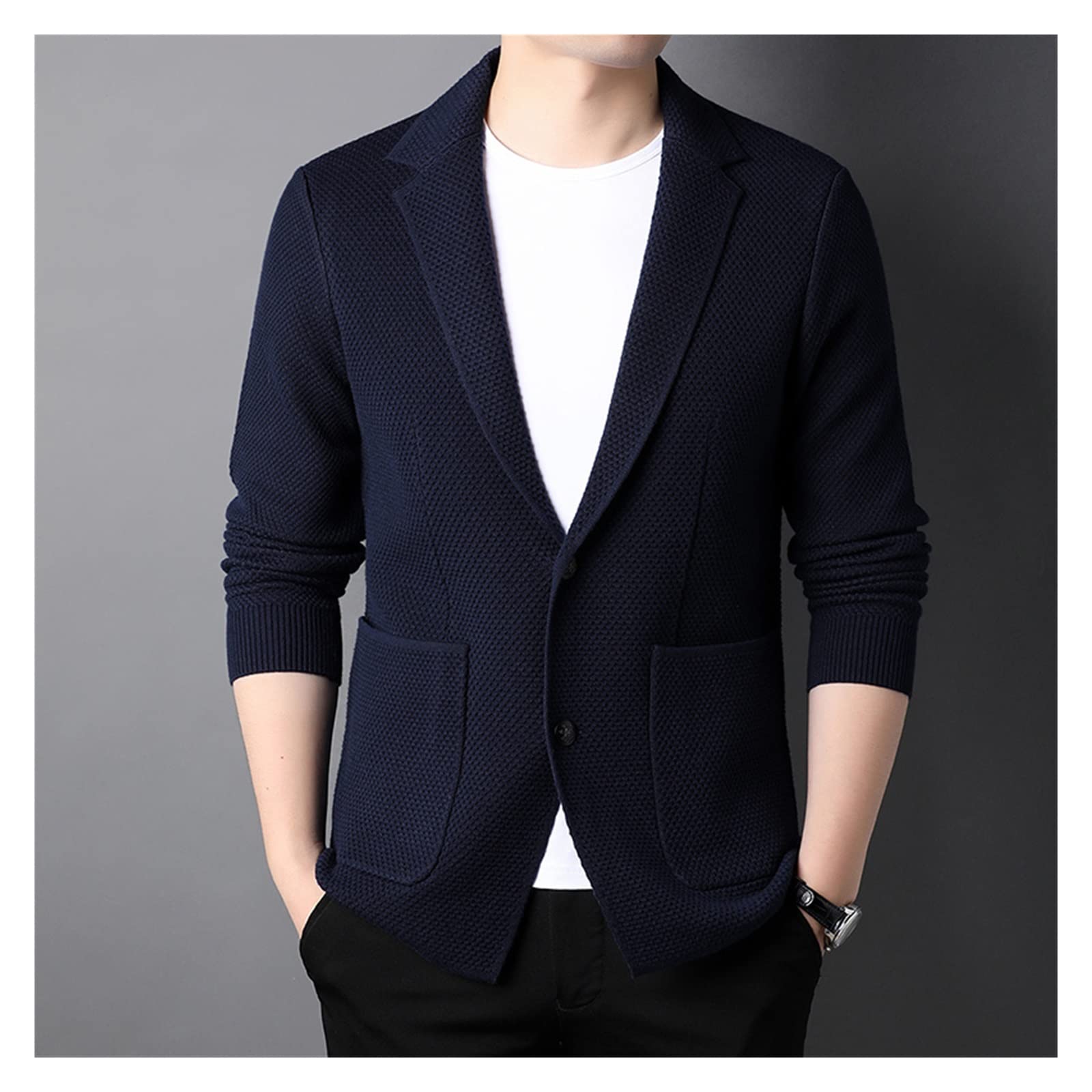 Veste vêtements cardigan slim fit pull décontracté en tricot pour homme XXL