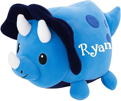 Animal de peluche de dinosaurio para niños personalizado Triceratops Huggy Dino Plush con nombre personalizado