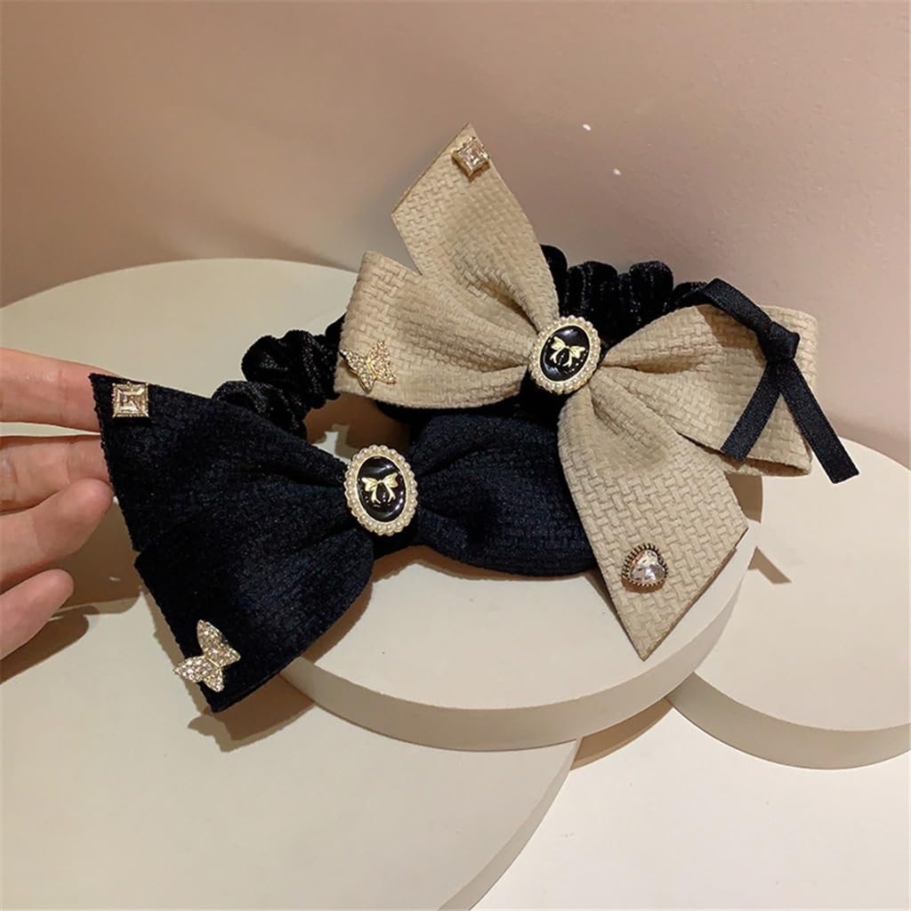 Hair Accessories Socialite Wind Green Velvet Headdress Rhinestone Pearl