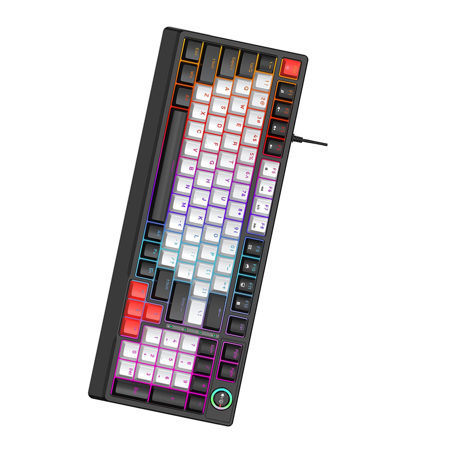 AMONIDA Klawiatura Mechaniczna T50 RGB, 98 Klawiszy z możliwością Wymiany Podczas Pracy, Niebieski Przełącznik z Dynamicznym Oświetleniem i Bocznymi Paskami LED, Ergonomiczna Konstrukcja do Pisania
