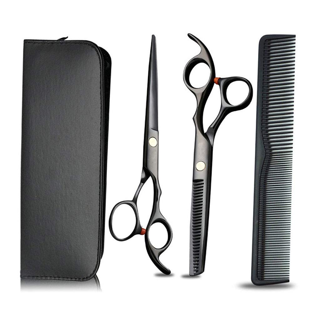 Professional 6 Pouces Ciseaux Cheveux Set De Coupe Salon De Coiffure Salon Haircut Amincissants Ciseaux Ciseaux De Coiffure Pour Salon Ou Maison,Noir,6 inch