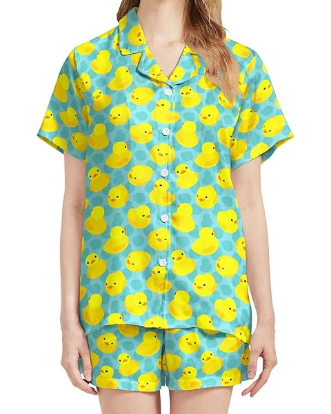 2 Piece Pjs Womens Button Down Pajamas Set Short Sleeve Soft Sleepwear