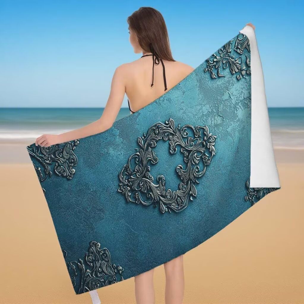 Toalla de Playa Grande 220x100cm/35x70cm, Juego de 2 Toalla Microfibra XXL de Antiarena, Toallas Playa Suave Ligera, Absorbente Secado Rápido, Beach Towel Viaje, Regalo Mujer Hombre (Sencillez) G-46