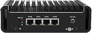 Firewall Micro Appliance, 4 Port i226 2.5G LAN Fanless Mini PC Celeron J4125, 16GB DDR4 512GB SSD, 4*USB, HDMI, DP, Ethernet AES-NI VPN Router PC, Openwrt
