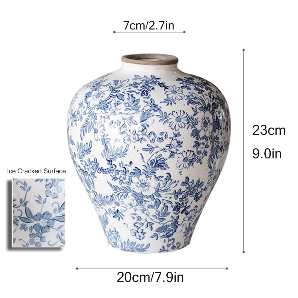 Amazon.co.jp: ヴィンテージの青と白の花瓶、ホームデコレーション用