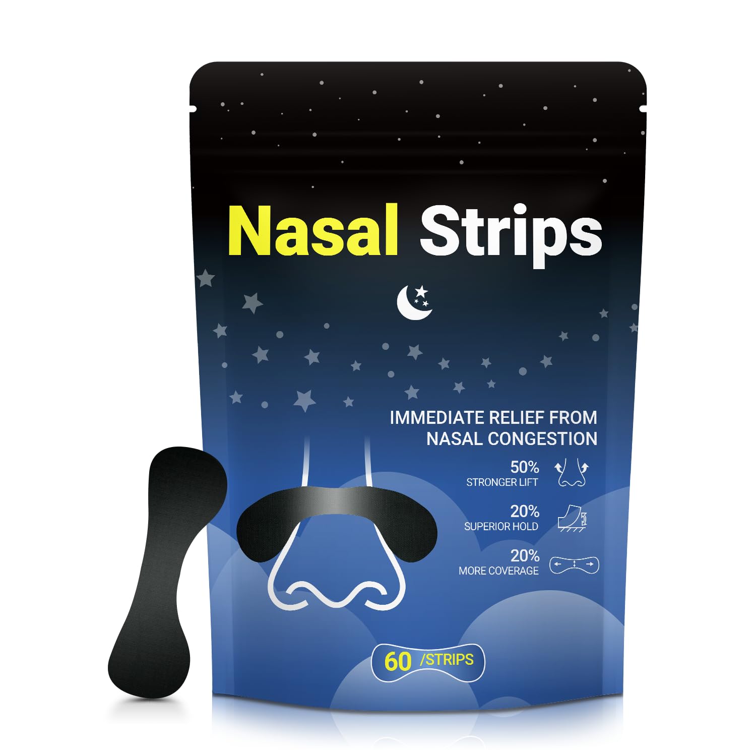 Nasal Strips for Snoring Extra Strength Nose Strips for Breathing Day and Night Use with Strong Adhesion Stops