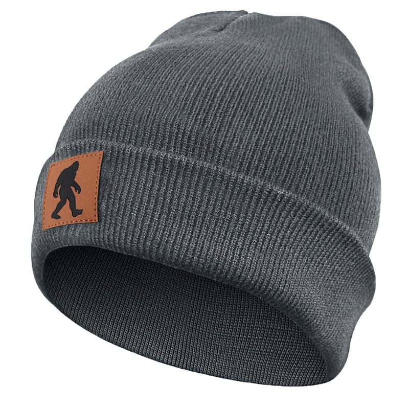Image of Bigfoot Beanie for Men - Sasquatch Hat Winter Knit Cuffed Beanie for Women - Bigfoot Gifts for Christmas & New Year