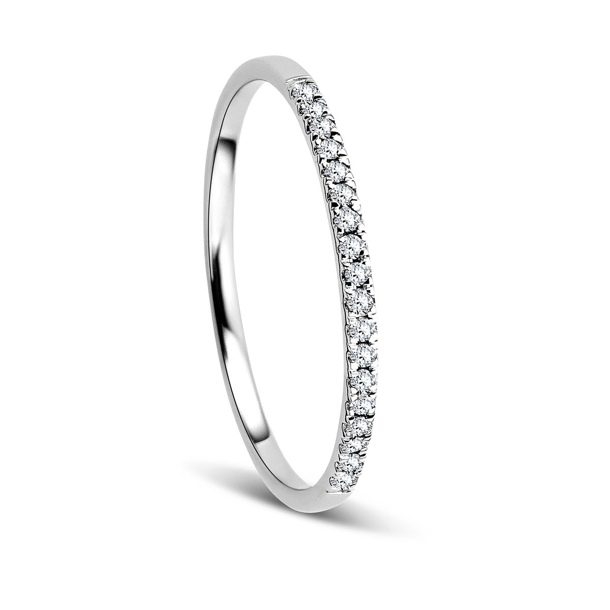 Orovi Anillo Señora compromiso/aniversario en Oro Blanco con Diamantes Talla Brillante 0.08 ct Oro 9 Kt / 375