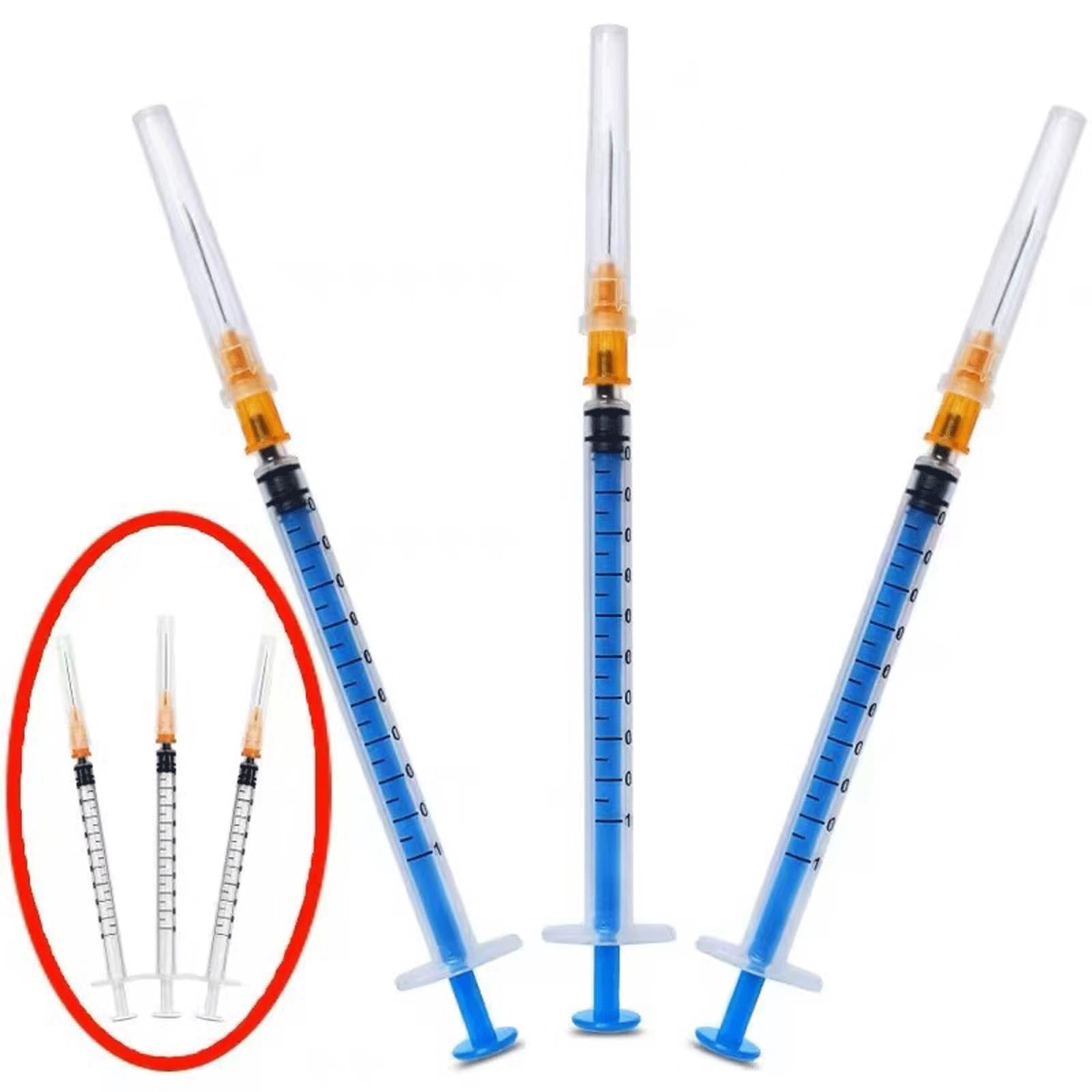 Siringhe in plastica da 1 ml con 26 GA 1/2 pollici confezionate singolarmente, per laboratori scientifici, liquidi di misurazione, cartucce di ricarica o applicatore di colla (bianco, 50