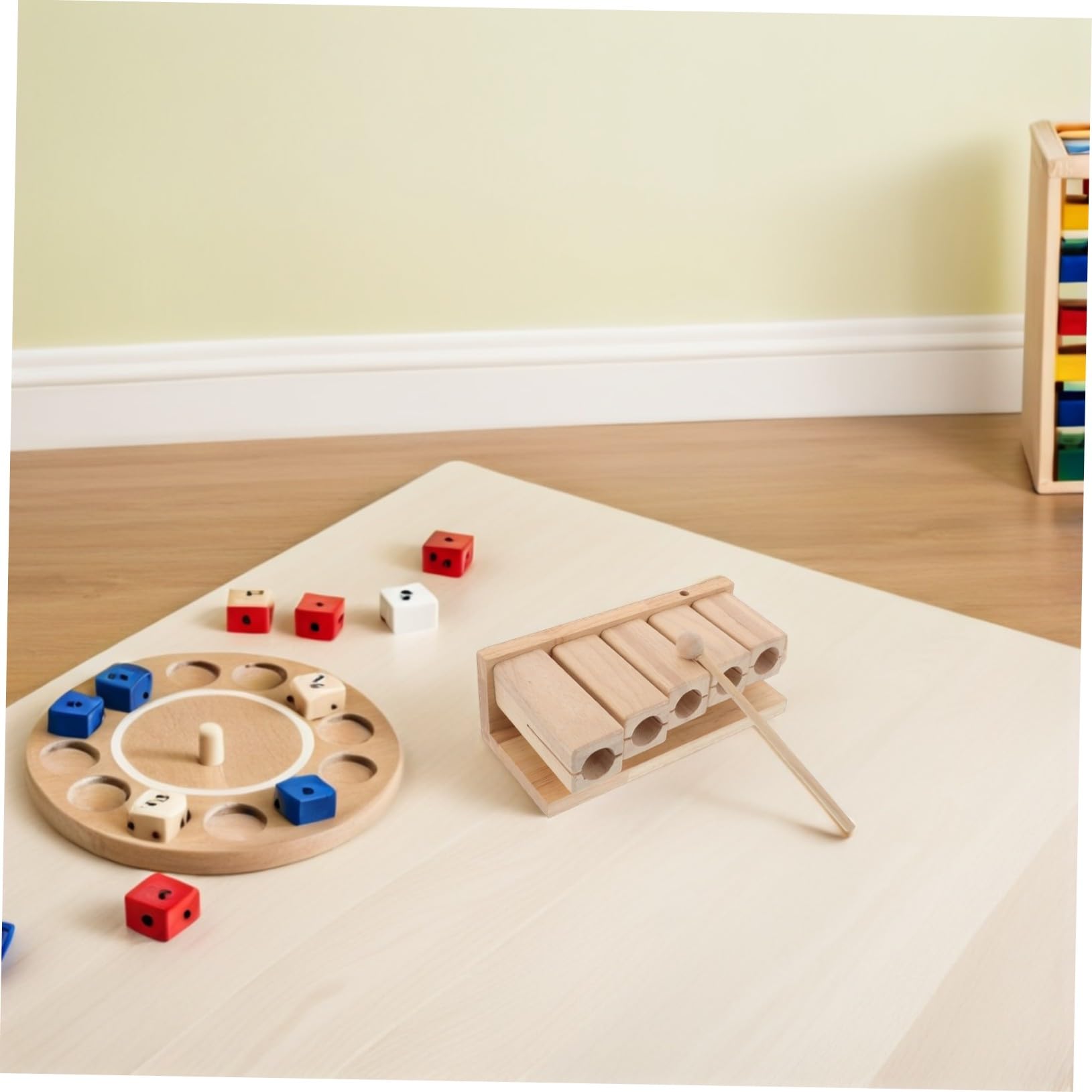 Strumento Percussione in Legno con Mazzuolo, Design Pentatonico a Cinque Toni, Impugnatura Ergonomica e Adatto per Attività Prescolari e Giochi in Famiglia