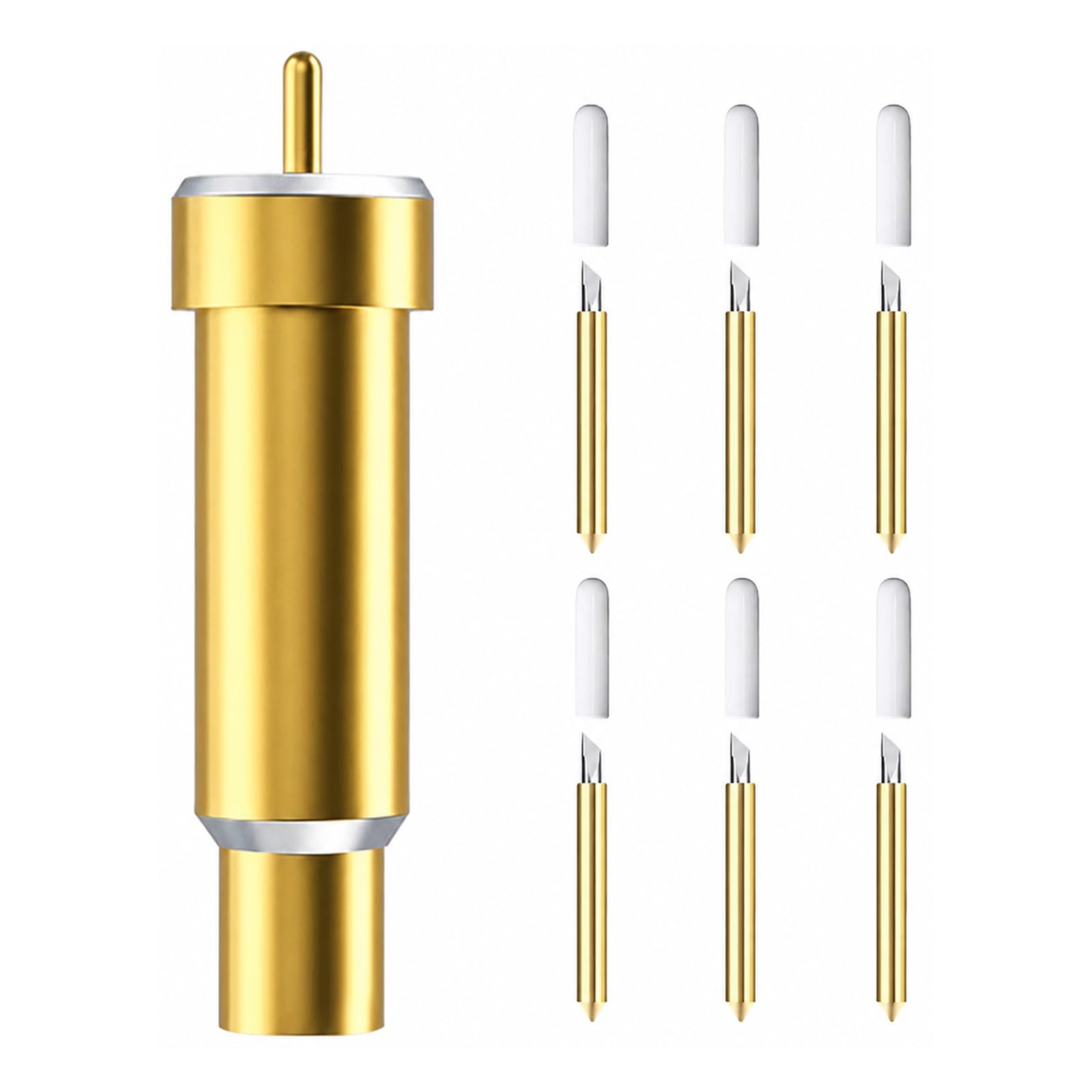 Ersatzklingen, Klingen mit feiner Spitze, 30 °, 45 °, 60 °, für Maker 3 Maker Explore Air 2 Air 3, hochwertiges Wolframcarbid, mit Sicherheitskappe für präzises Schneiden, DIY, goldfarben