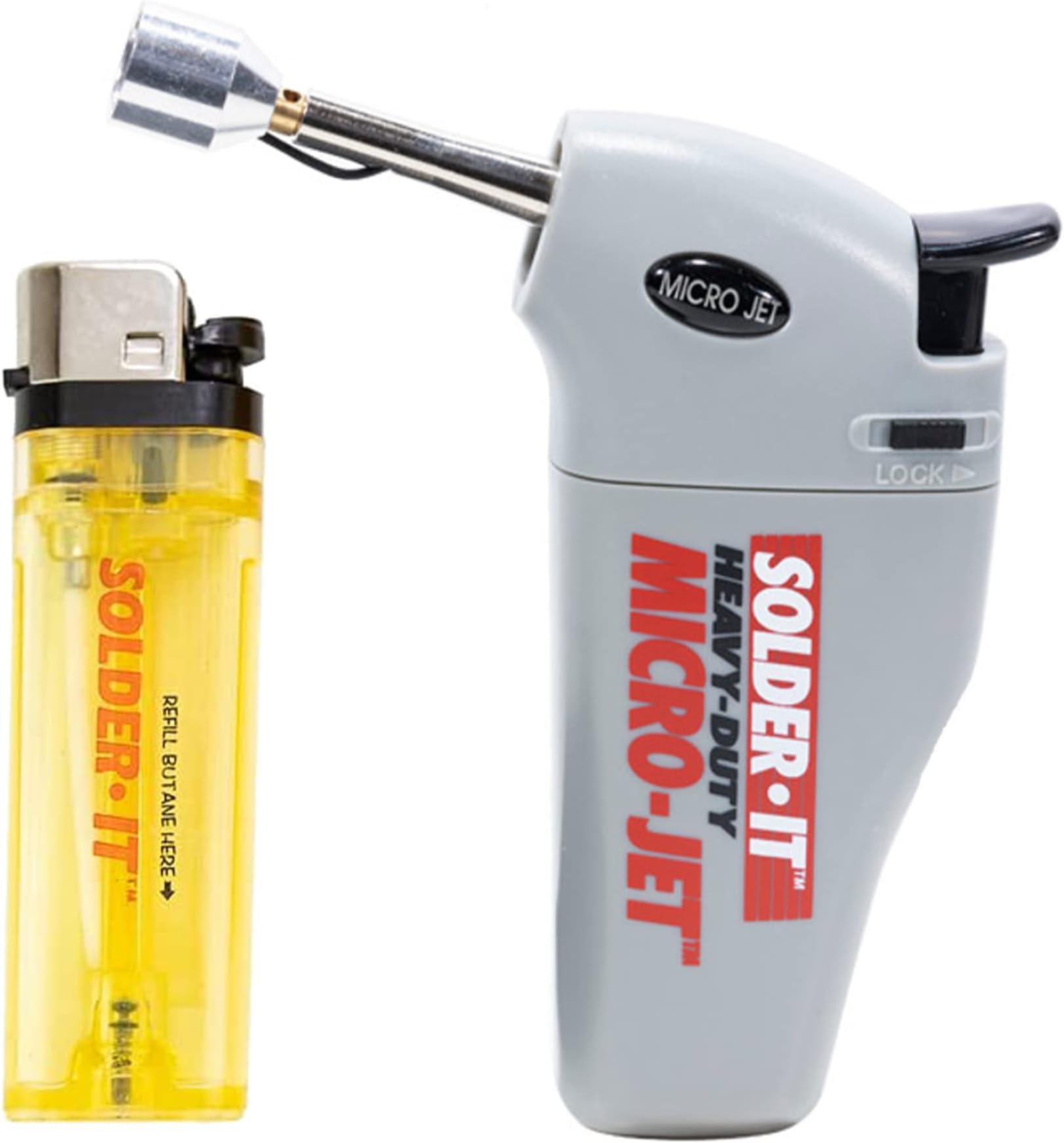 Solder-It Micro-Jet Torch (MJ-310) | Mini Butane Torch Lighter with Extended Nozzle and Child Safety Lock | Piezo Electronic Ignition | Butane Refill Blow Torch, Soldering Tool, and Grill Lighter