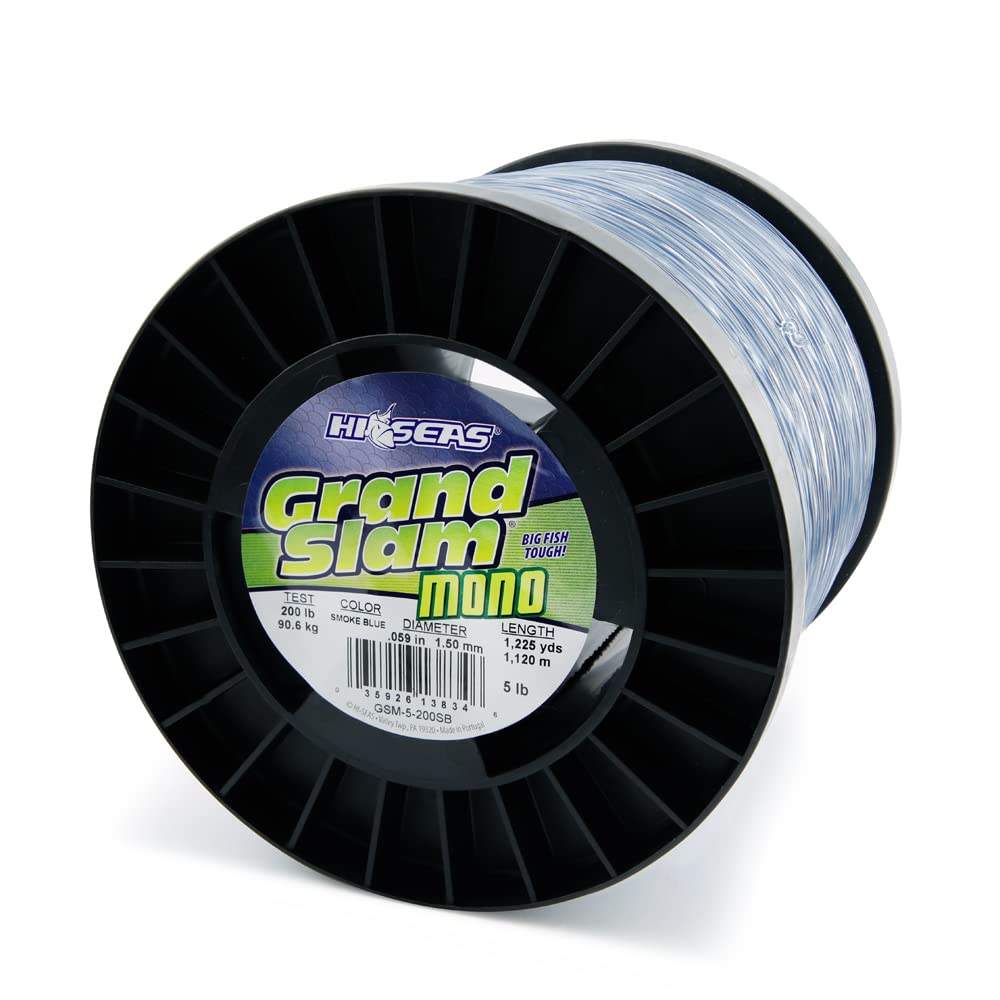 Hi-Seas Grand Slam Monofilament Line, 300 lb / 136.0 kg Test.075 in / 1.90 mm Dia, Smoke Blue, 750 yd / 686 m (GSM-5-300SB)