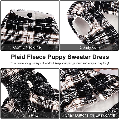 Image of Dog Sweaters Dog Clothes for Small Dogs Boy Girl Fall Puppy Dress Warm Fleece Chihuahua Yorkie Teacup Doggie Sweaters Dresses Doggy Sweater for Small Dogs Girl Cat Outfit, Black, M