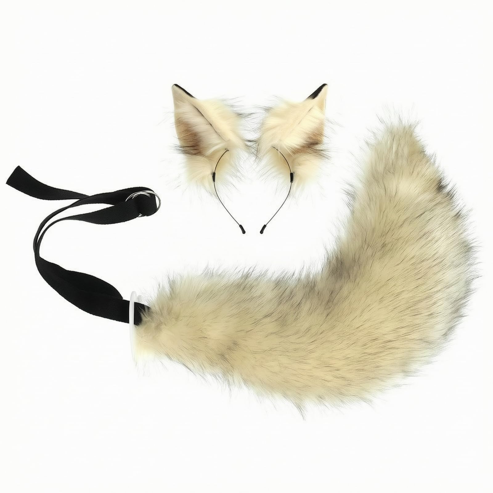 TISHITA Set da Soffice Pelli Sintetica Morbida, Peloso, Cerchietto con Orecchie da, per Halloween