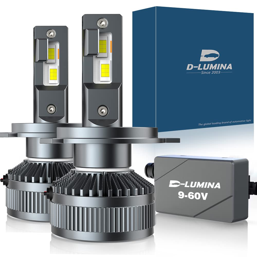D-Lumina H4 Bombilla LED para Faros Delanteros para automóviles y Camiones, 400% Bombillas LED superbrillantes 26000LM 6000K Kit de conversión de Bombilla LED, 2 años de garantía, 2 Piezas