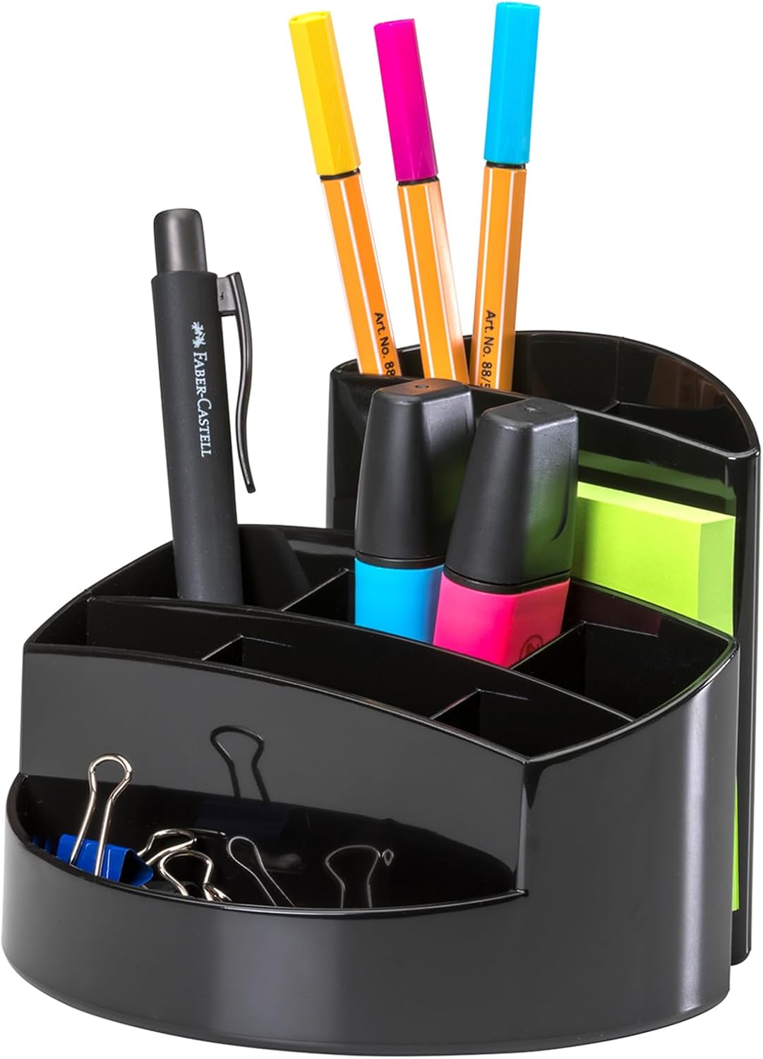 HAN 17460-13, RONDO Desk tidy. Elegant, glossy, premium quality with 9 compartments, black