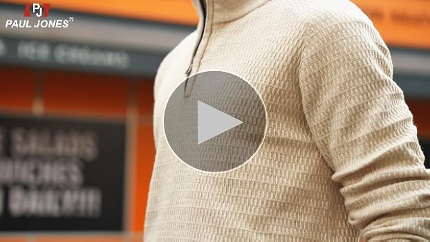 PJ PAUL JONES Mens Quarter Zip Pullover Sweater Long Sleeve