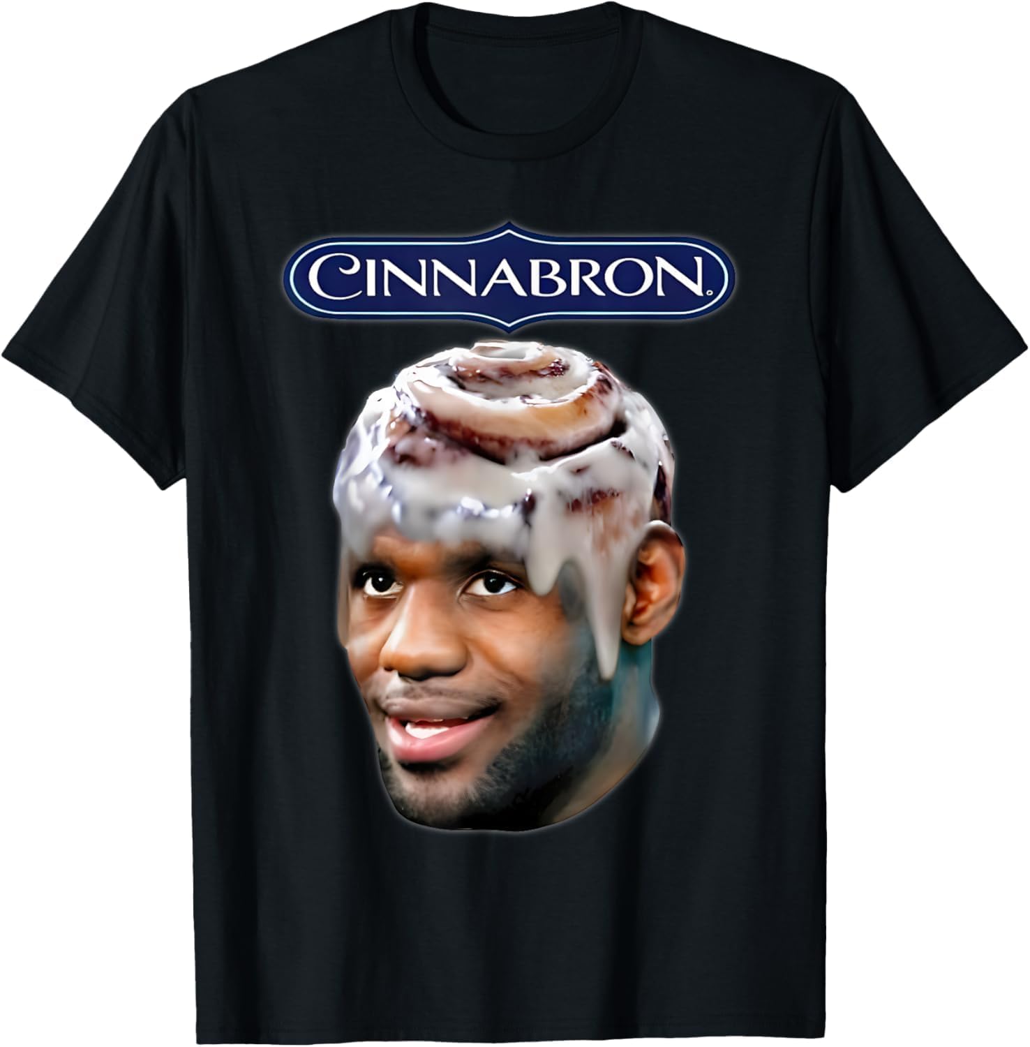 Inextone Men's Black Cinnabron Meme Funny T-Shirt (M,)
