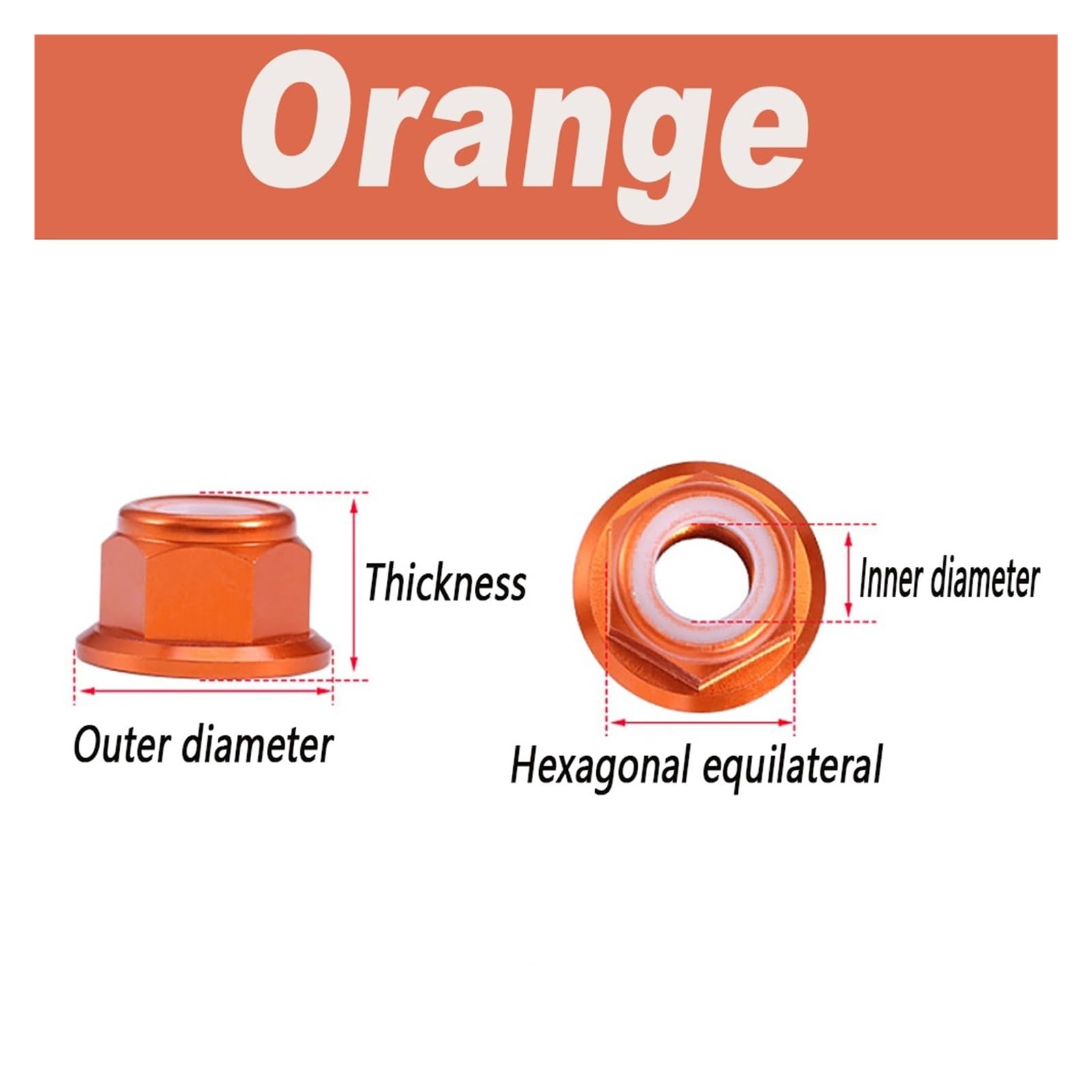 Tuerca Autoblocante Tuerca de bloqueo aluminio 200 piezas para Tornillos | M2 .5 M3 M4 M5 M6 M8 Inserto de nailon de aleación colorida autoblocante(Orange,M2 (200pcs))