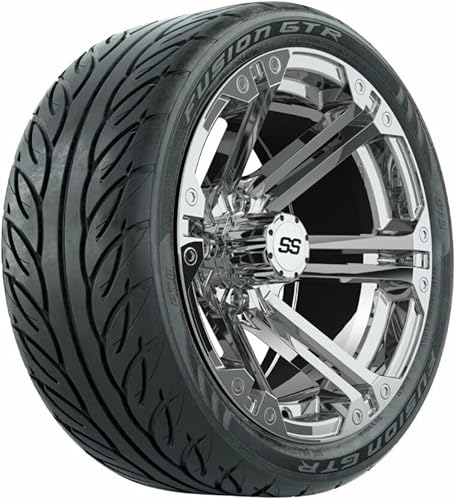 GTW Combo de ruedas y neumáticos para carrito de golf de 14 pulgadas  GTW Specter Ruedas cromadas en neumáticos radiales Fusion GTR 20540-R14