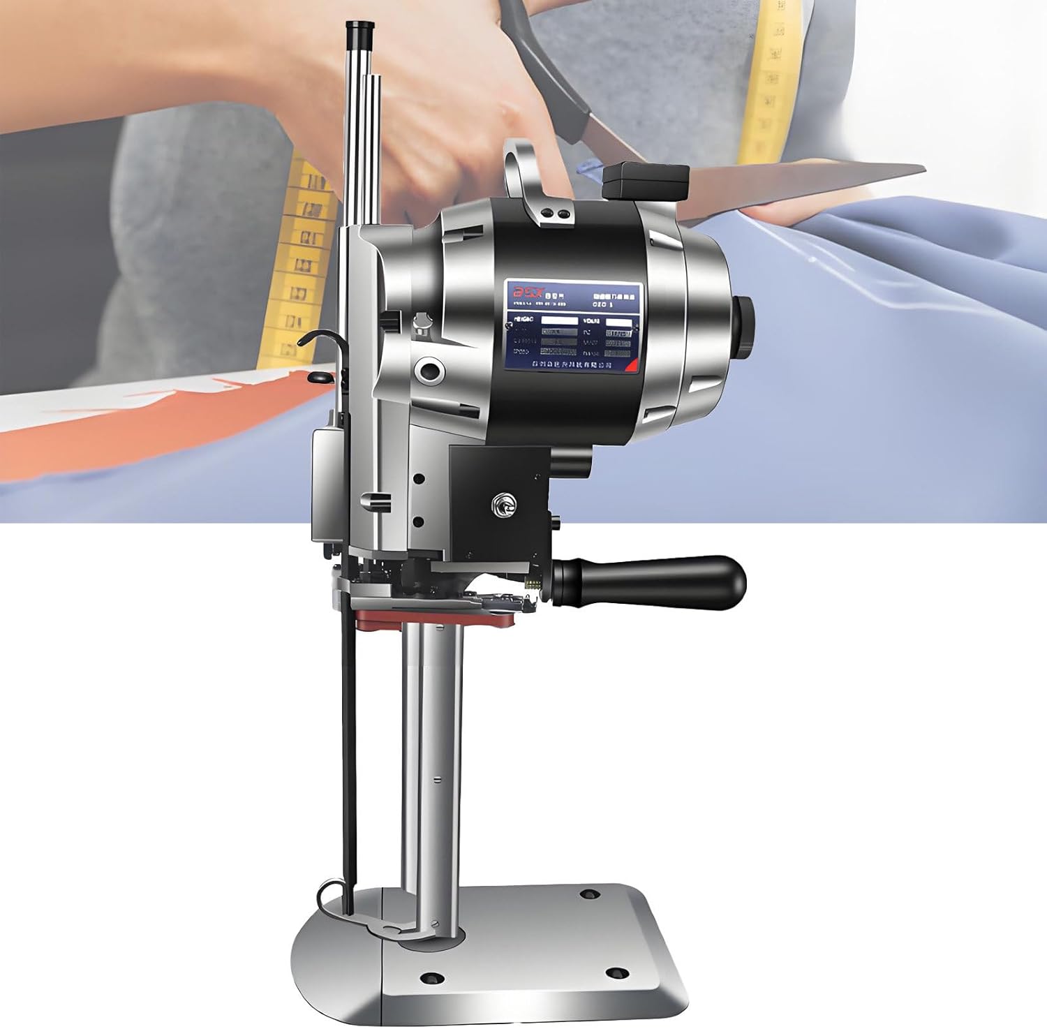 NYANS 1100W/1200W Electric Fabric Cutting Machine,Vertical Fabric Straight Knife Cutter,Industrial Fabric Cutting Machine with Automatic Knife Sharpen 6"