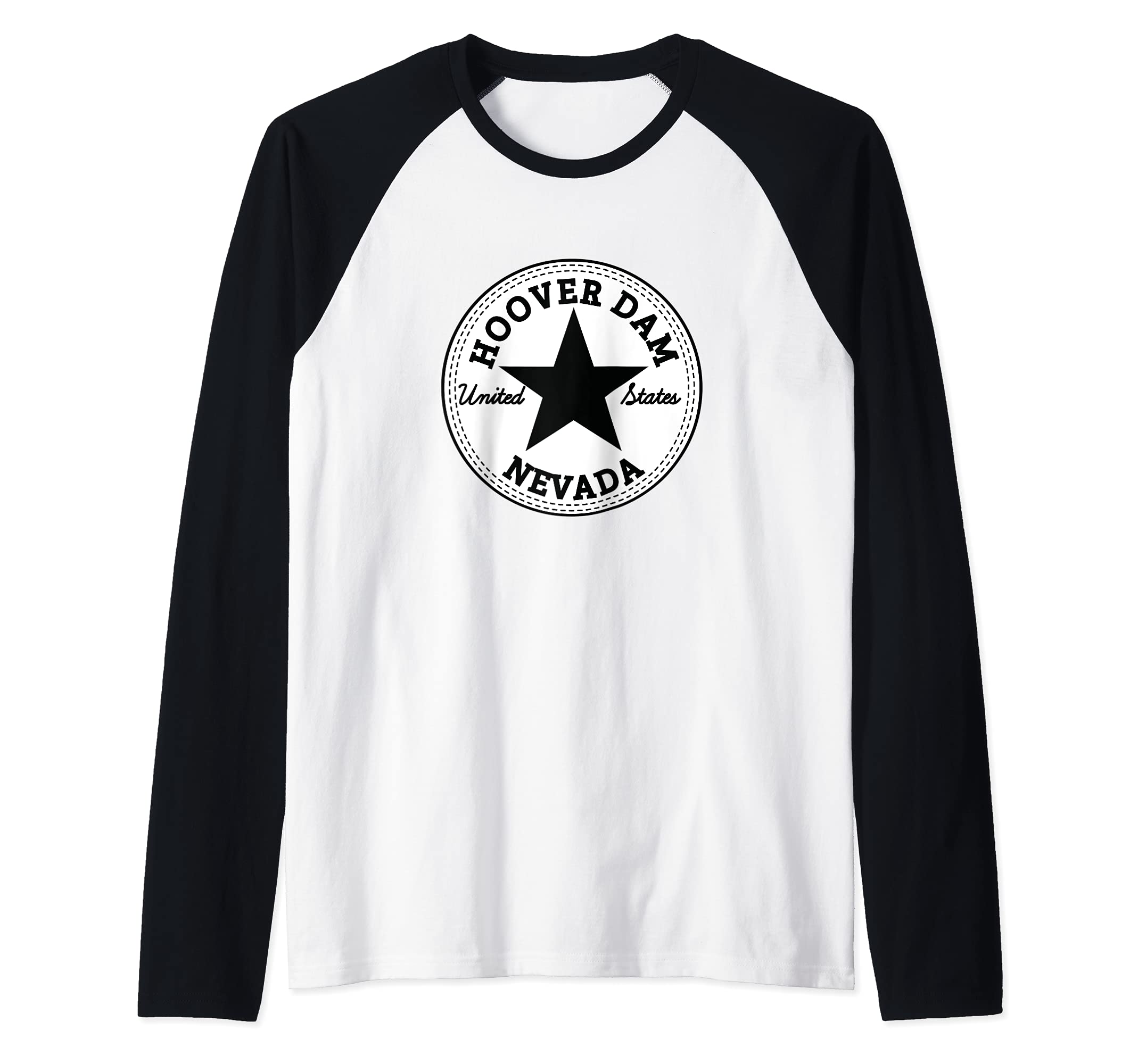 HOOVER DAM NEVADA ARIZONA USA UNITED STATES Holiday souvenir Raglan Baseball Tee, Black