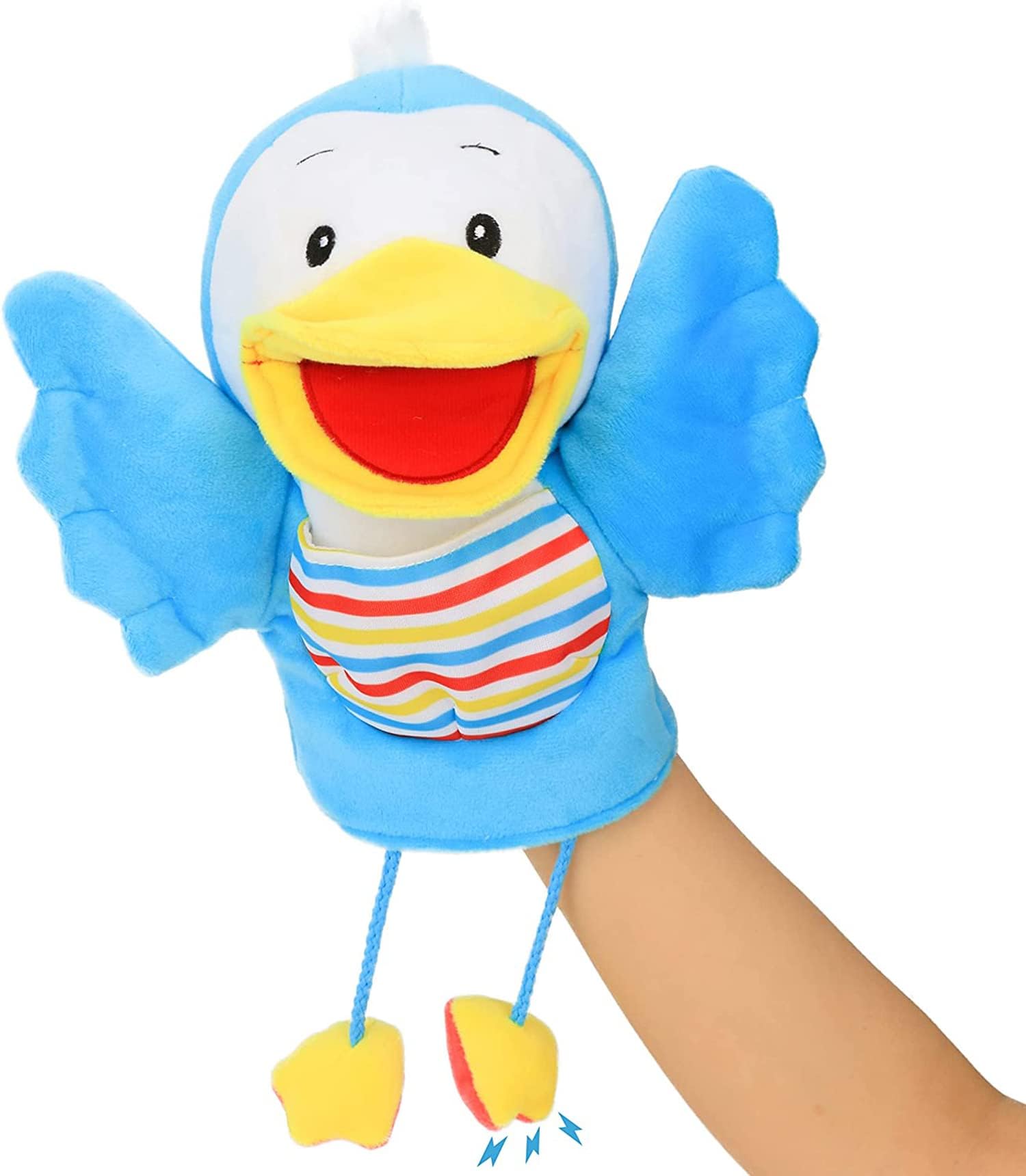 Plush Bird Hand Puppet with Open Movable Mouth for Imaginative Play, Role Play, Interactive Toy for Storytelling Teaching Puppet Theater, Gift for Kids Boys Girls, Blue, 16''
