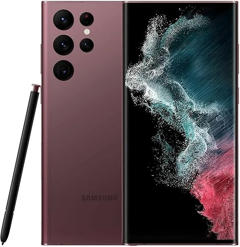 Samsung Galaxy S22 Ultra 5G, versión estadounidense, 128 GB, color burdeos - Desbloqueado (renovado)