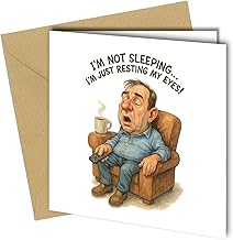 Funny Dad Napping Birthday Card, or Fathers Day Resting Eyes Design, A5 Size with Envelope #1890