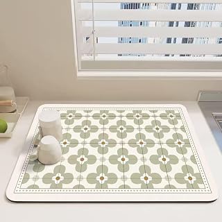 YINSMALLQI Ultra Absorbent Dish Drying Mat 20x16" - Non-Slip Rubber Back, Hide Stains Kitchen Countertop Mat for Dish Racks, Coffee Machines