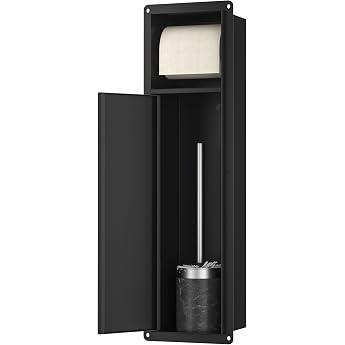 Flush-Mounted Toilet Paper Holder Black