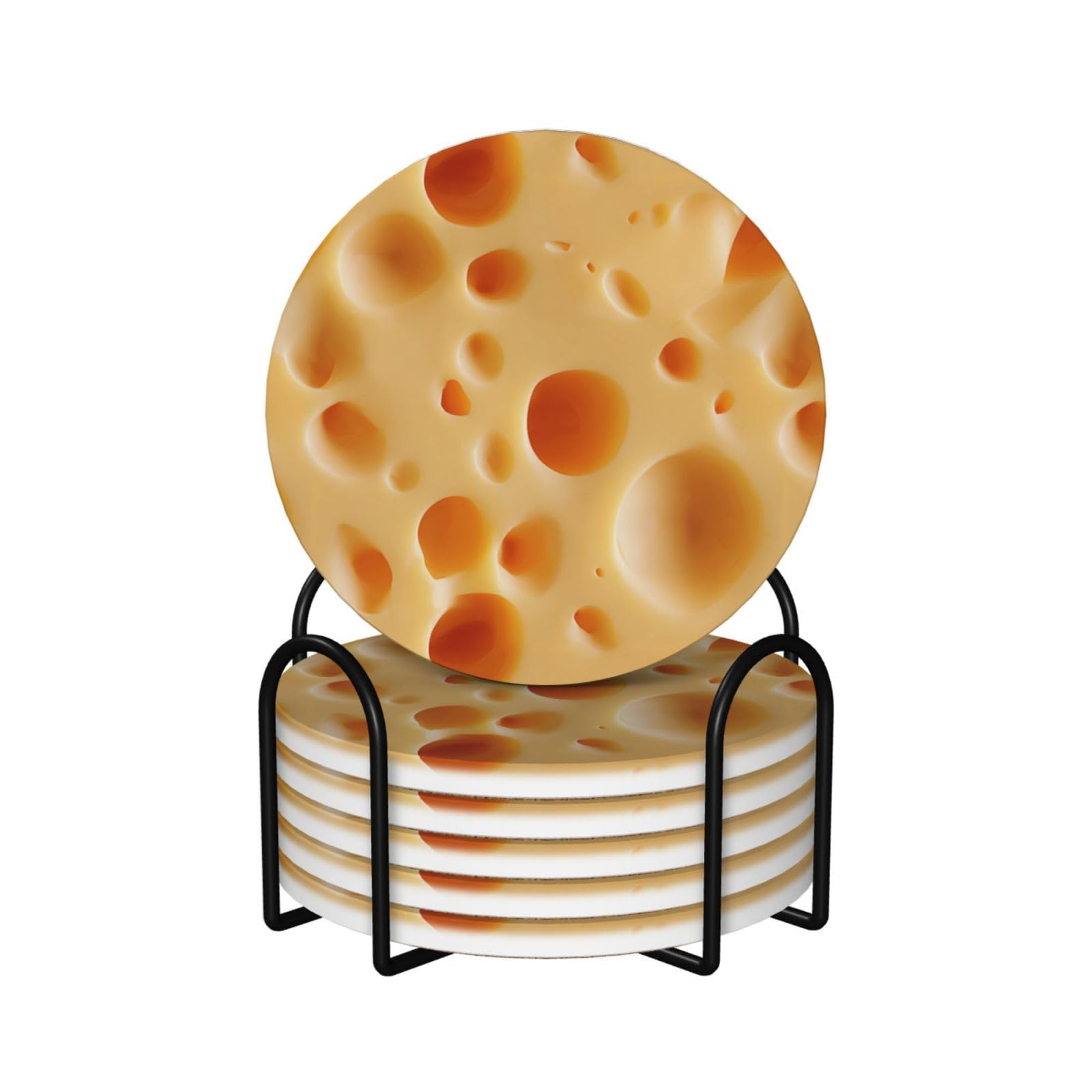 Dessous de verre en céramique trous de fromage x6 avec support pour tasse